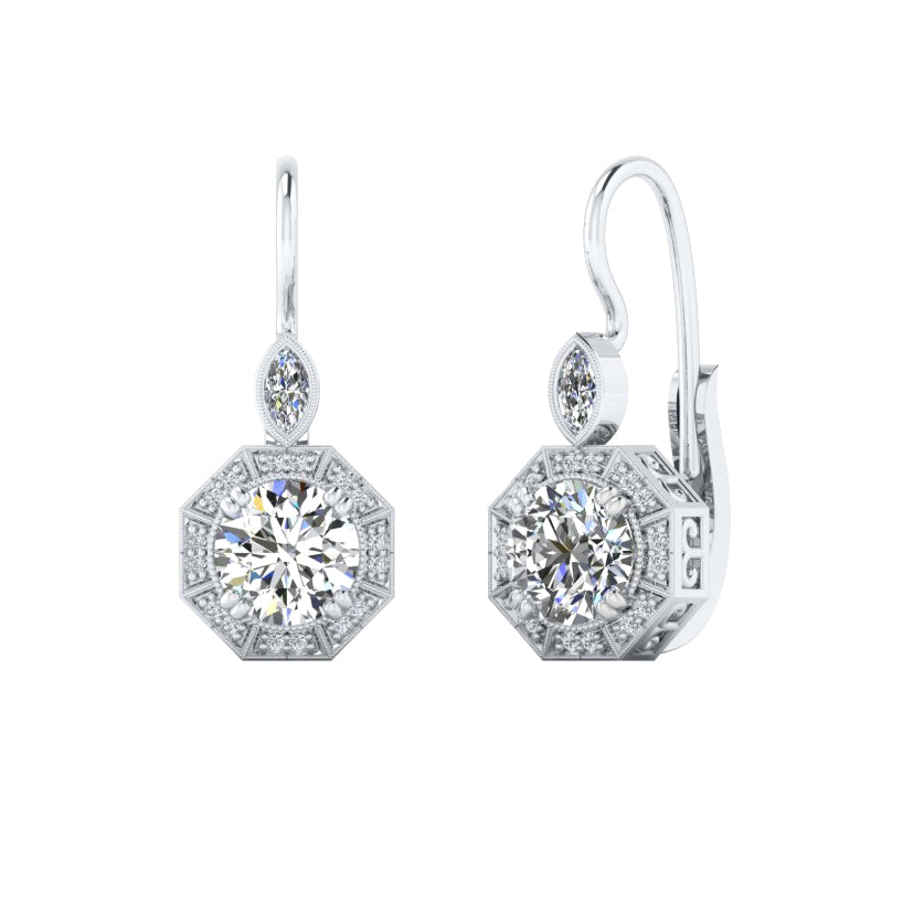 14K 1.90ct Lab-Created Round Brilliant Diamond Earrings