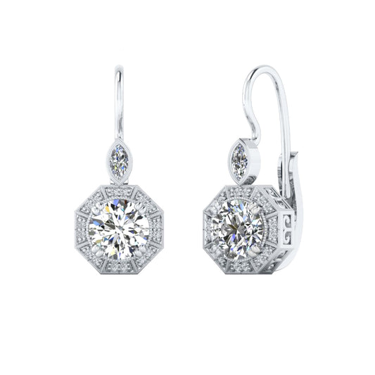 14K 1.90ct Lab-Created Round Brilliant Diamond Earrings
