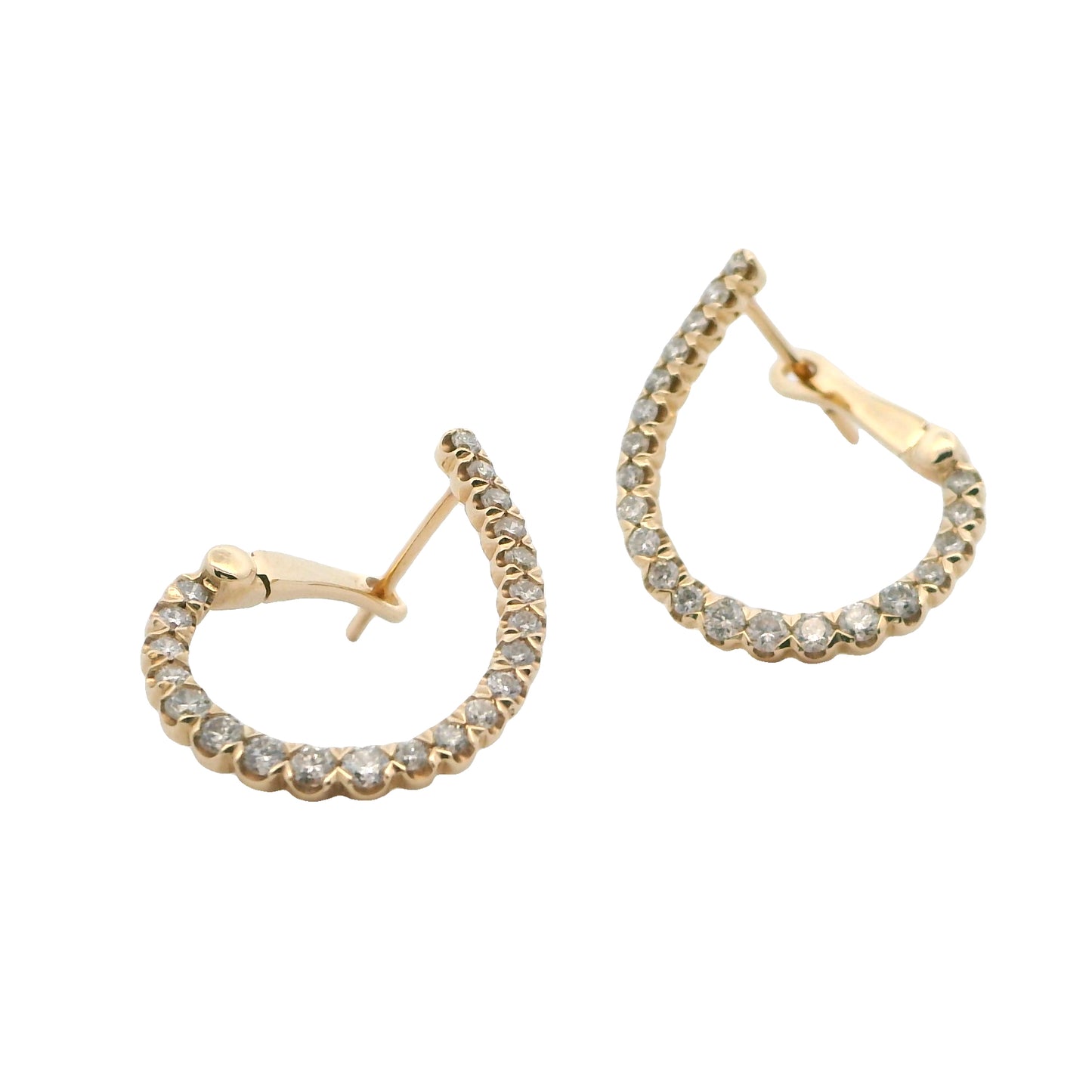 14K Yellow Gold Round Diamond Twist Post Earrings