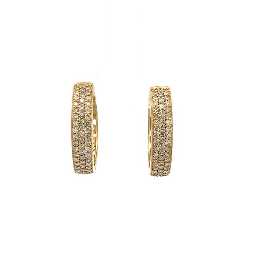 14K 1.0ct Diamond Pave Hoop Earrings