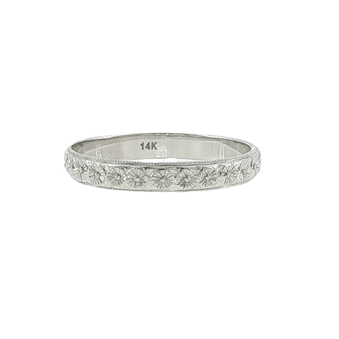 14k Gold Engraved Orange Blossom Band