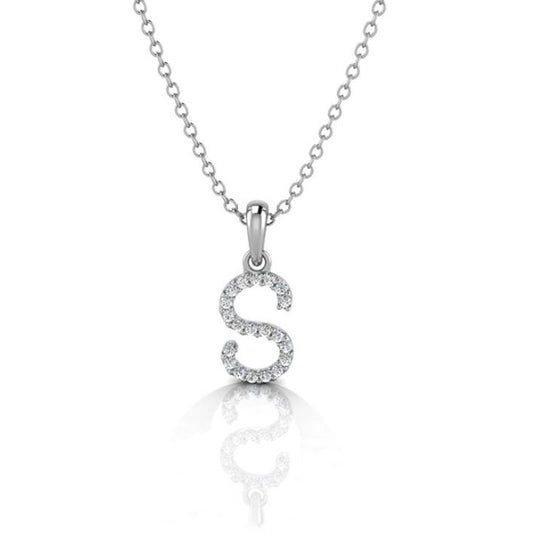 14K White Gold Diamond Initial 'S' Necklace