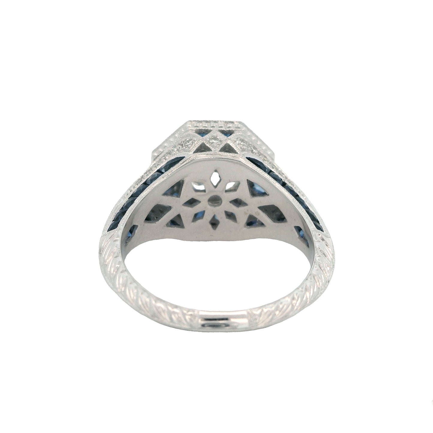 14K White Gold 1.5CT Lab-Created Diamond & Sapphire Halo Engagement Ring