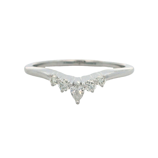 14k White Gold Curved Diamond Wedding Band