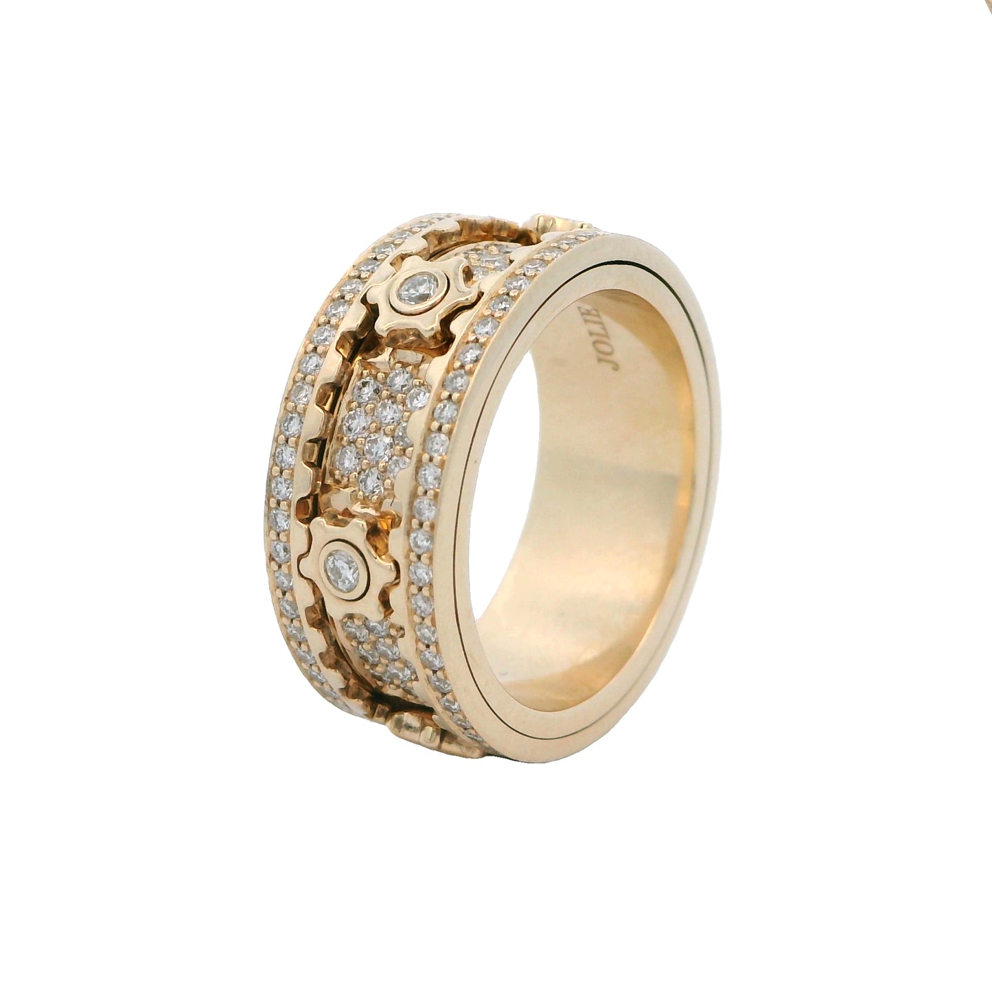 14k Yellow Gold 1.31ct Diamond Moveable Gears Band