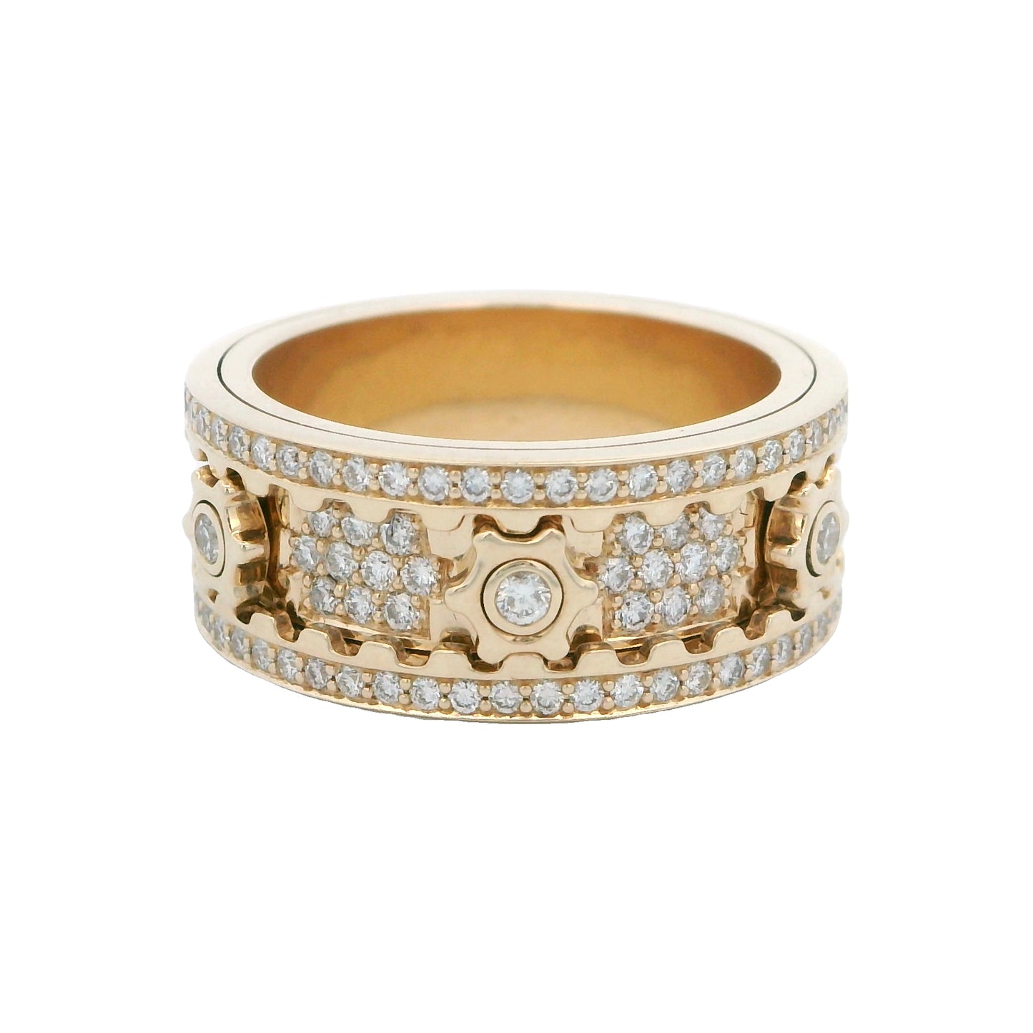 14k Yellow Gold 1.31ct Diamond Moveable Gears Band
