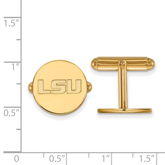 Sterling Silver Gold Plated LSU Cuff Links