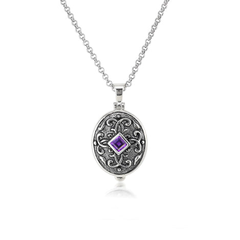 Anatoli Collection Sterling Silver Amethyst Locket