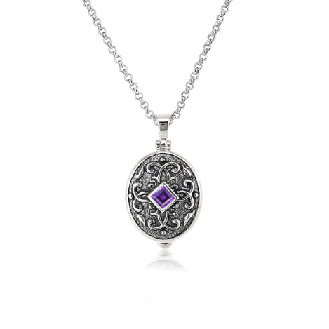 Anatoli Collection Sterling Silver Amethyst Locket