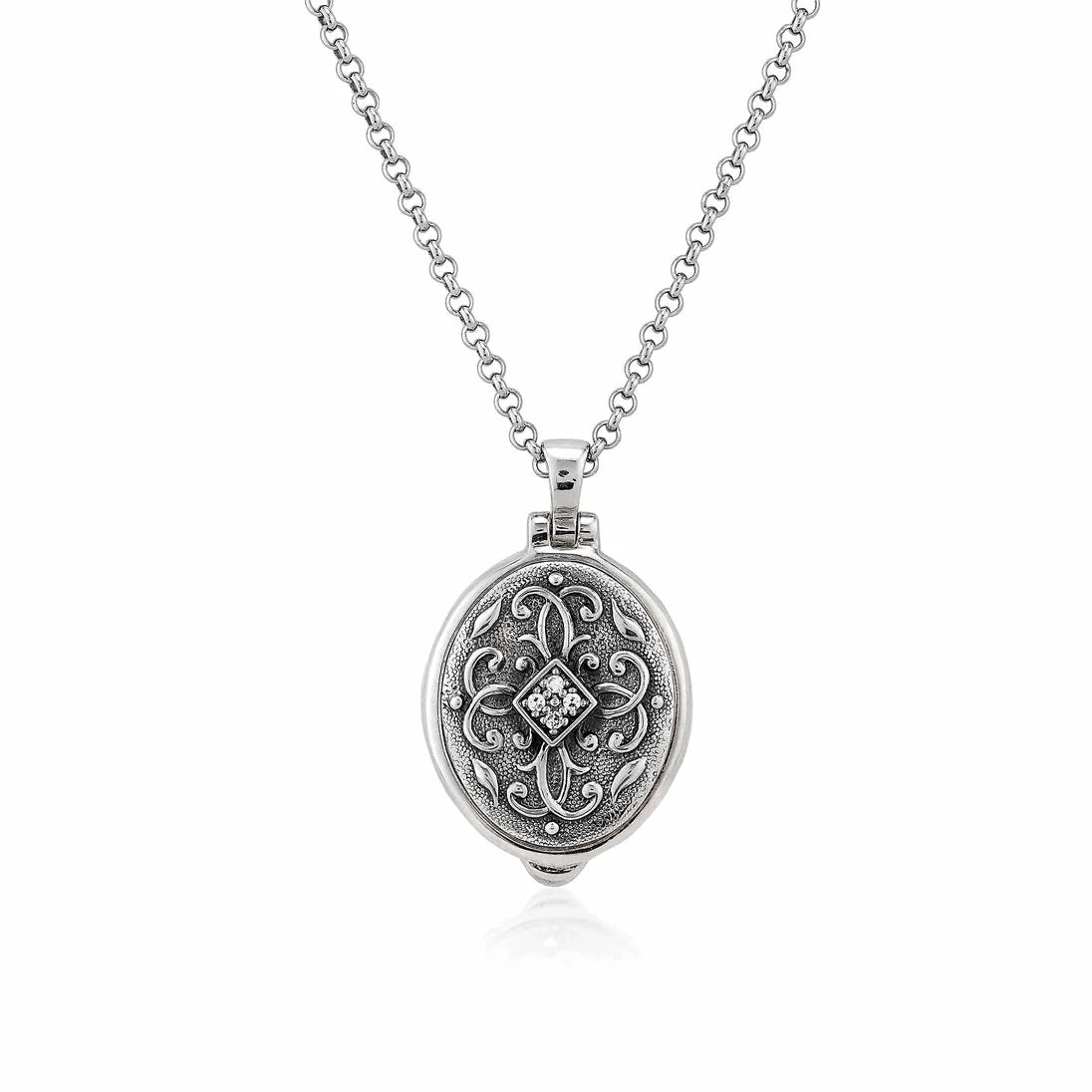 Anatoli Collection Sterling Silver Diamond Locket