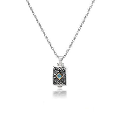 Anatoli Collection Petite 14K & Sterling Silver Blue Topaz Locket