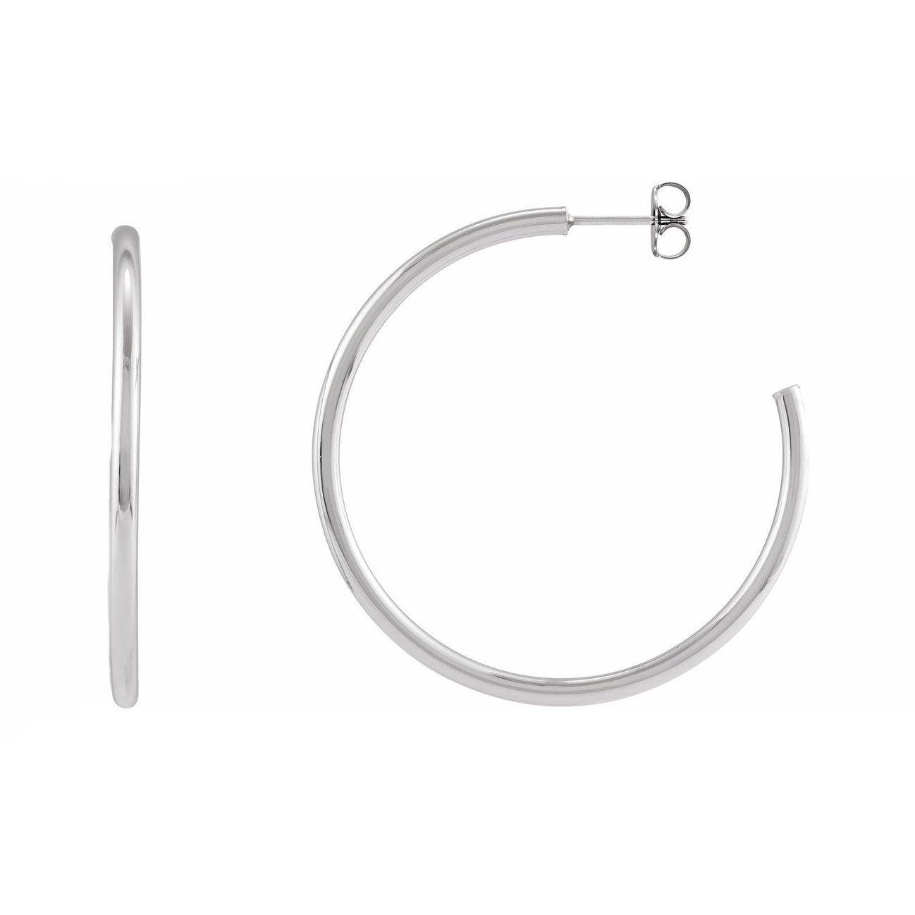 Sterling Silver 45mm Tube Hoop Earrings
