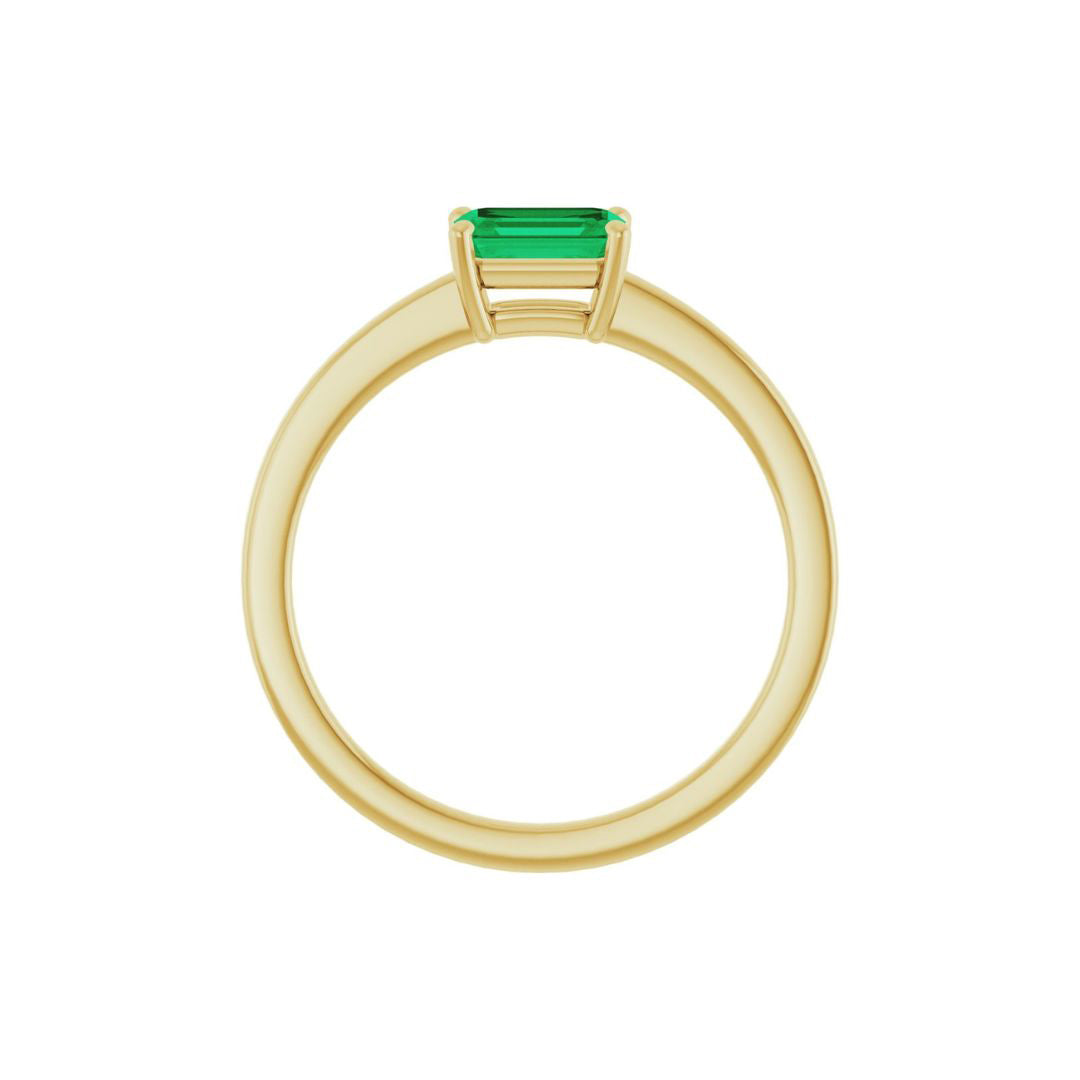 14k Yellow Gold Lab-Created Emerald Ring
