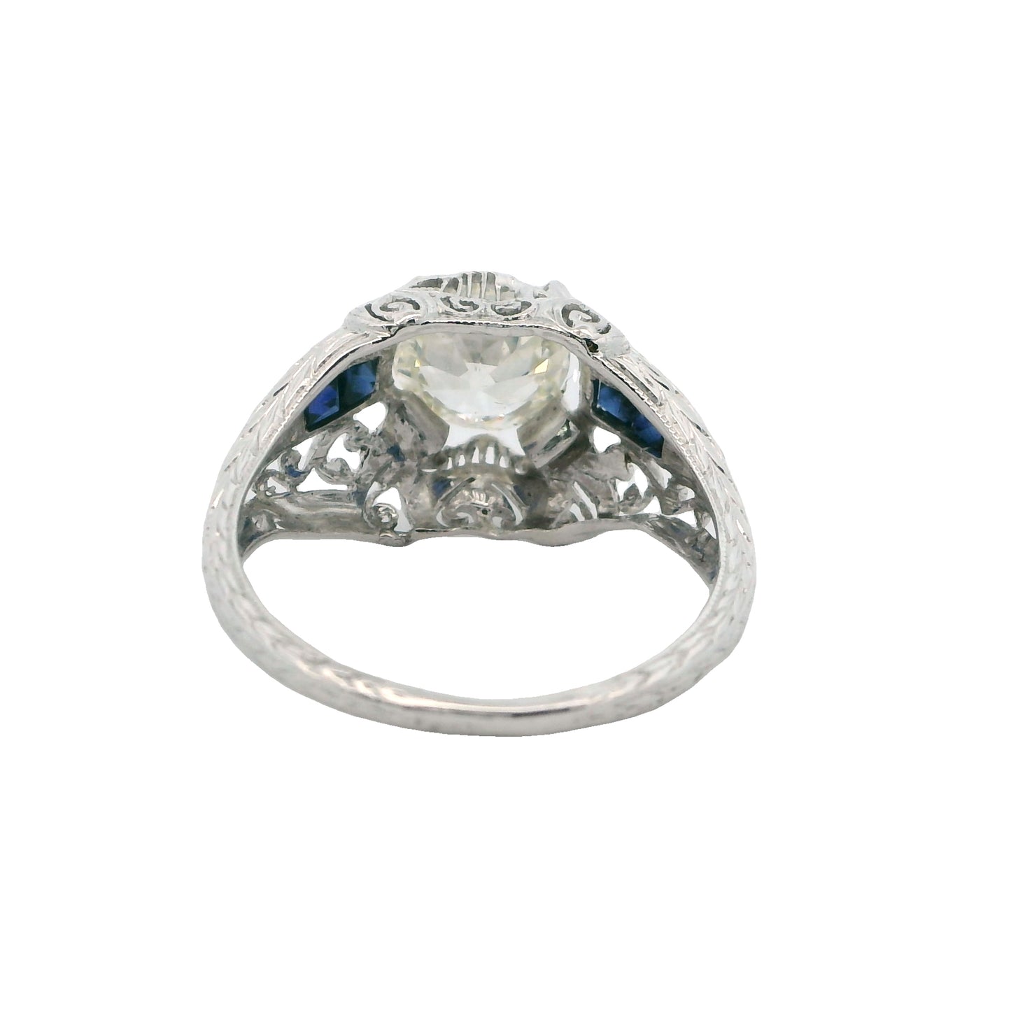 Estate Collection Platinum Art Deco Diamond & Sapphire Ring