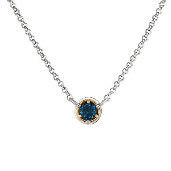 Anatoli Collection Round London Blue Topaz Necklace (sml)