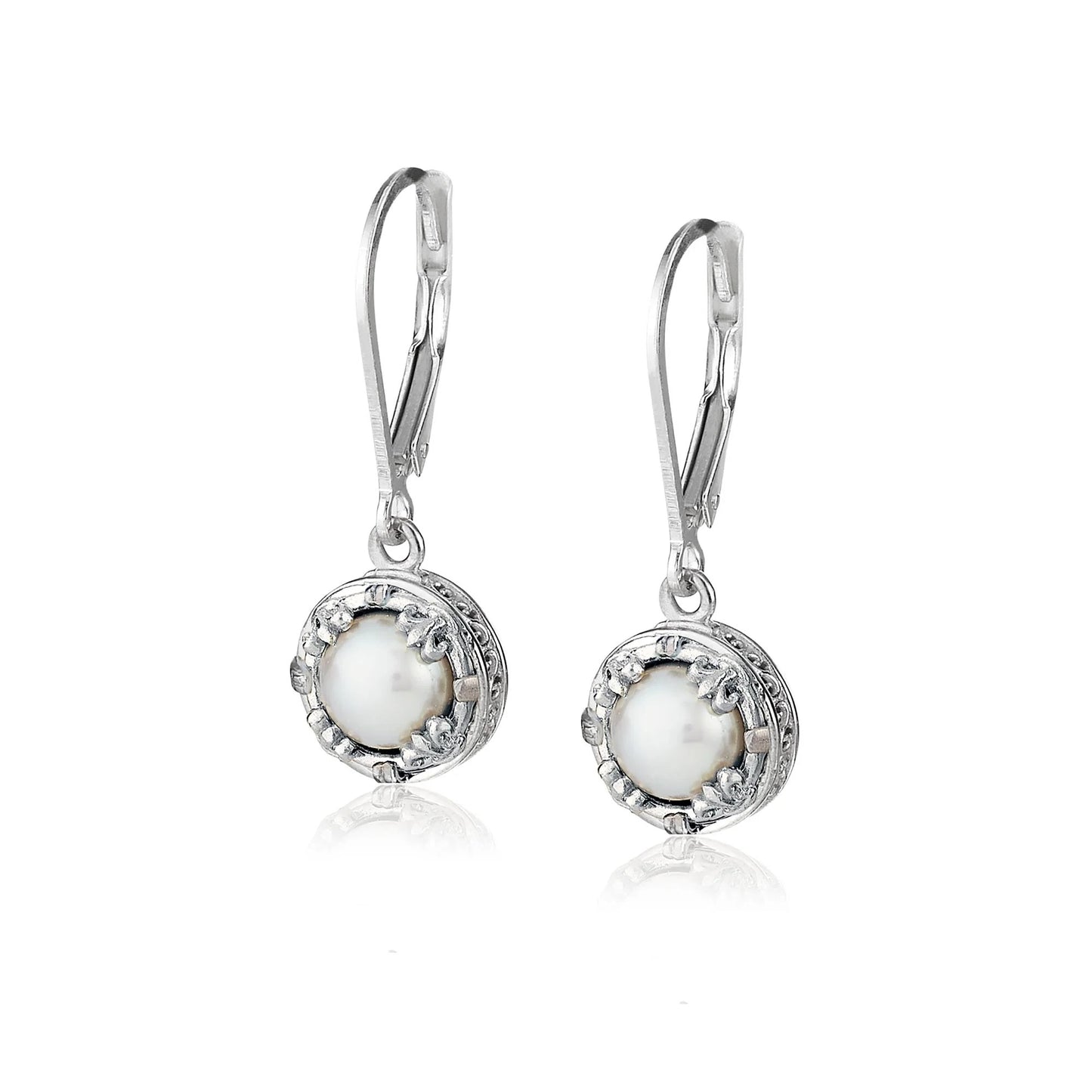 Anatoli Collection White Pearl Drop Earrings (sml)