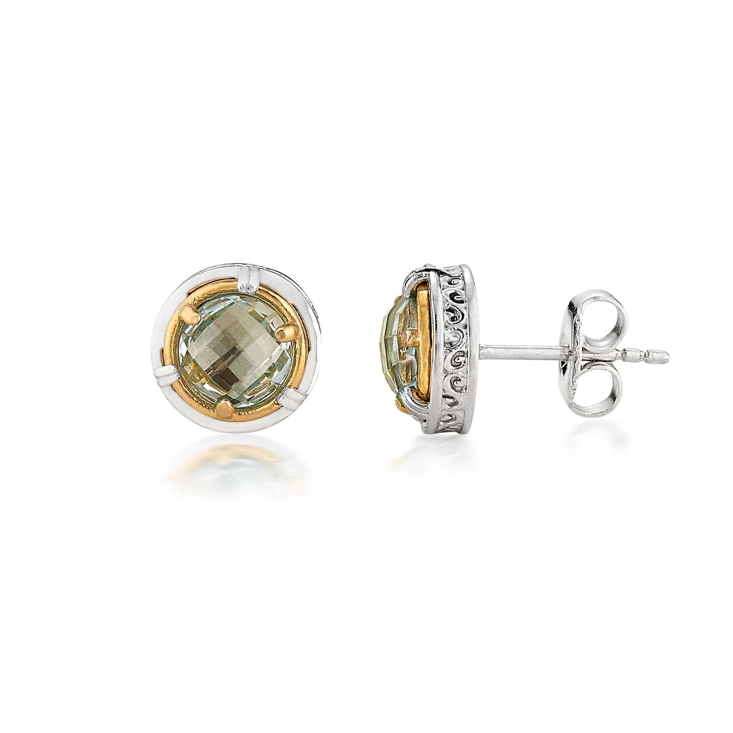 Anatoli Collection Green Amethyst Stud Earrings (sml)