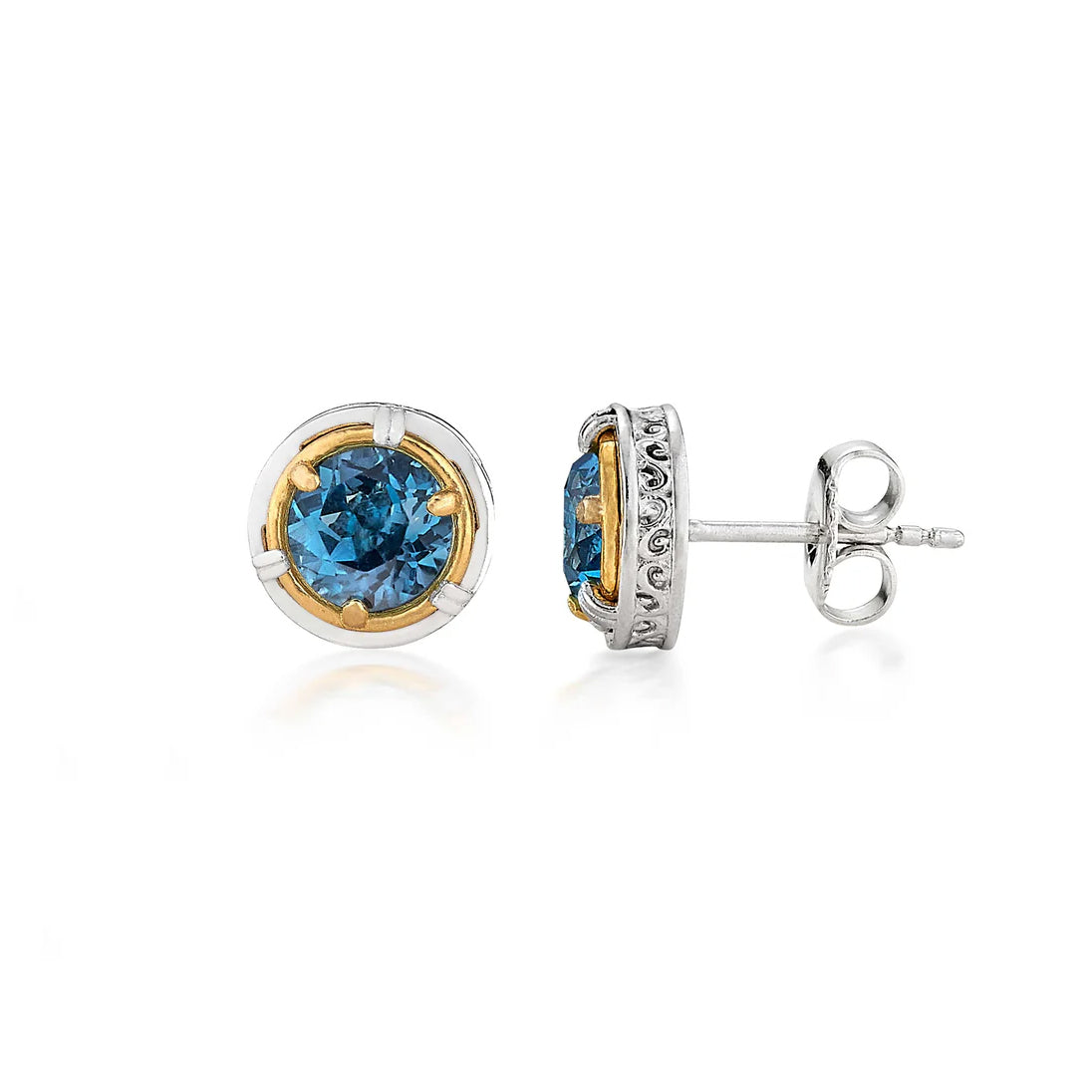 Anatoli Collection London Blue Topaz Stud Earrings (sml)