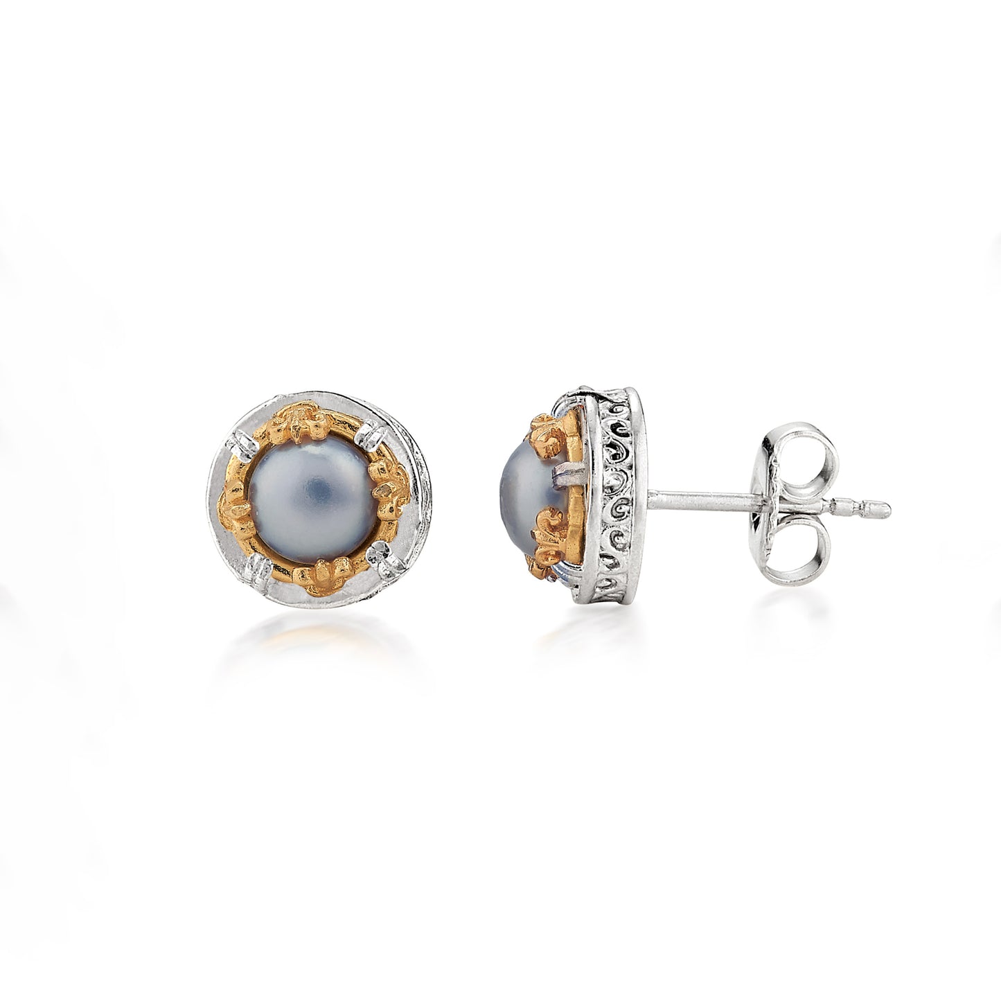 Anatoli Collection Gray Pearl Stud Earrings (sml)
