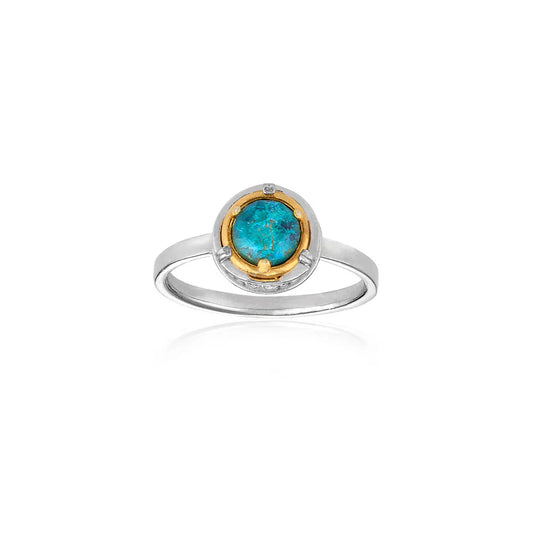 Anatoli Collection Sterling Silver & 18k Chrysocolla Ring (sml)