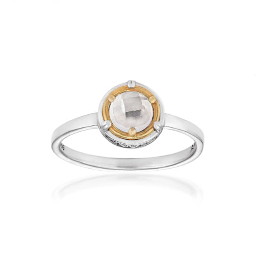 Anatoli Collection Sterling Silver & 18k Rock Crystal Ring (sml)