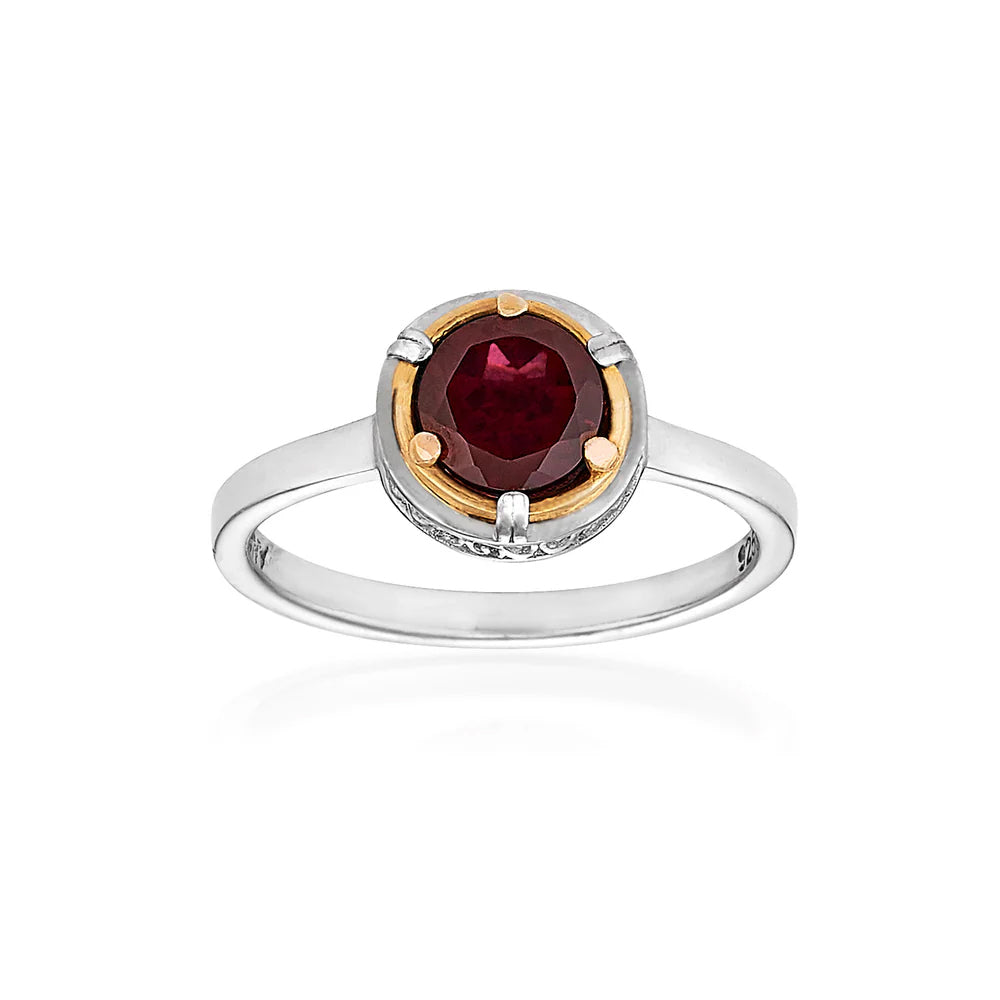Anatoli Collection Sterling Silver & 18k Garnet Ring (sml)