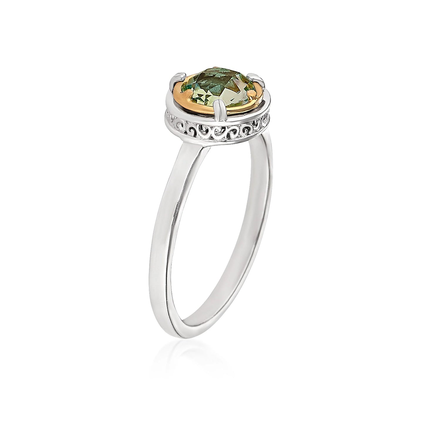 Anatoli Collection Sterling Silver & 18K Green Amethyst Ring (sml)