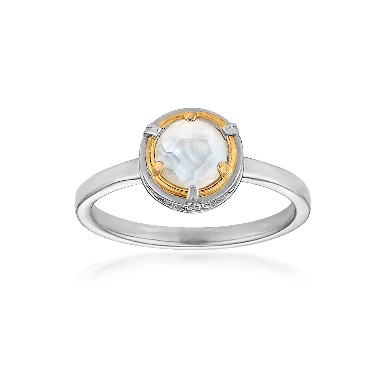 Anatoli Collection Sterling Silver & 18k Mother of Pearl Ring (sml)