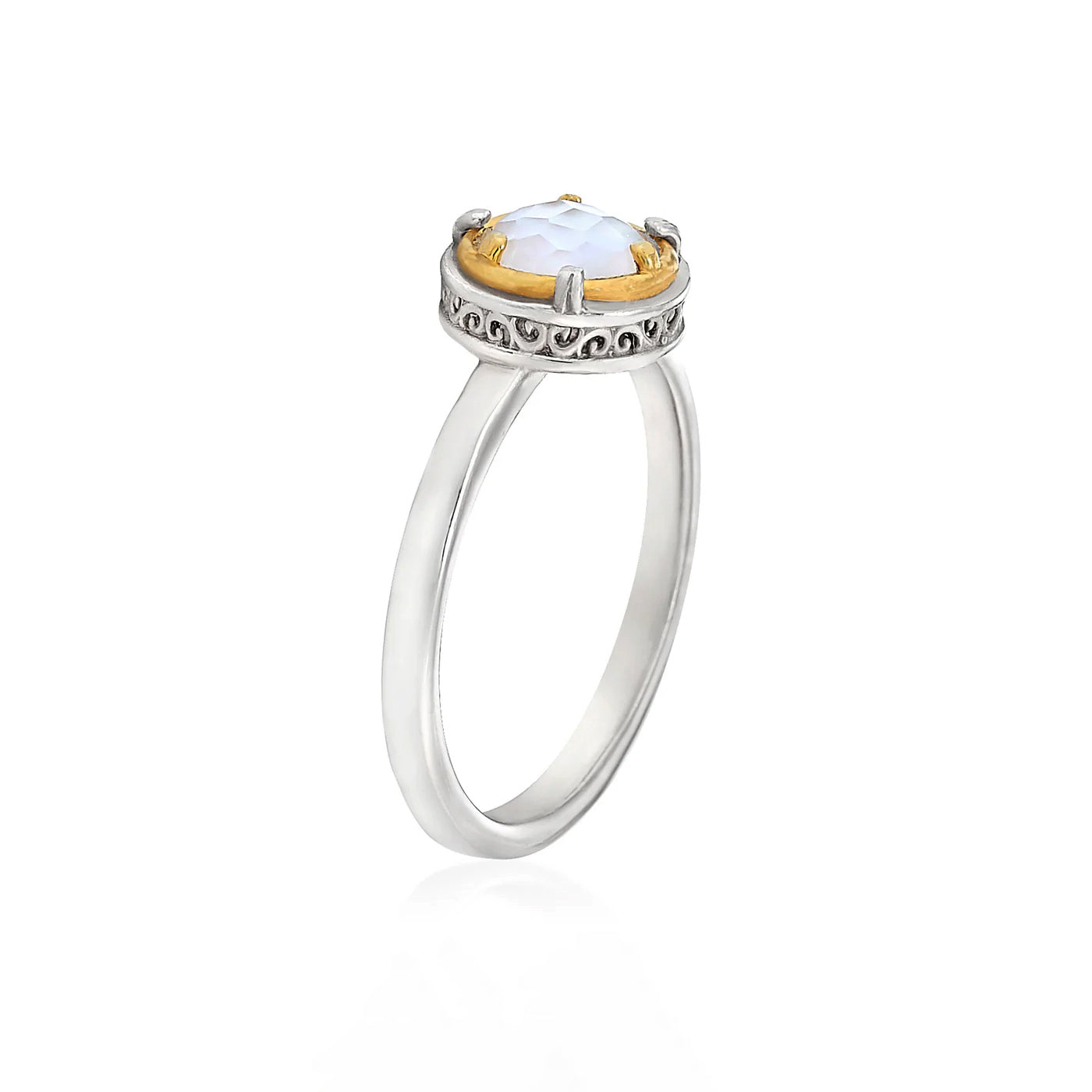 Anatoli Collection Sterling Silver & 18k Mother of Pearl Ring (sml)