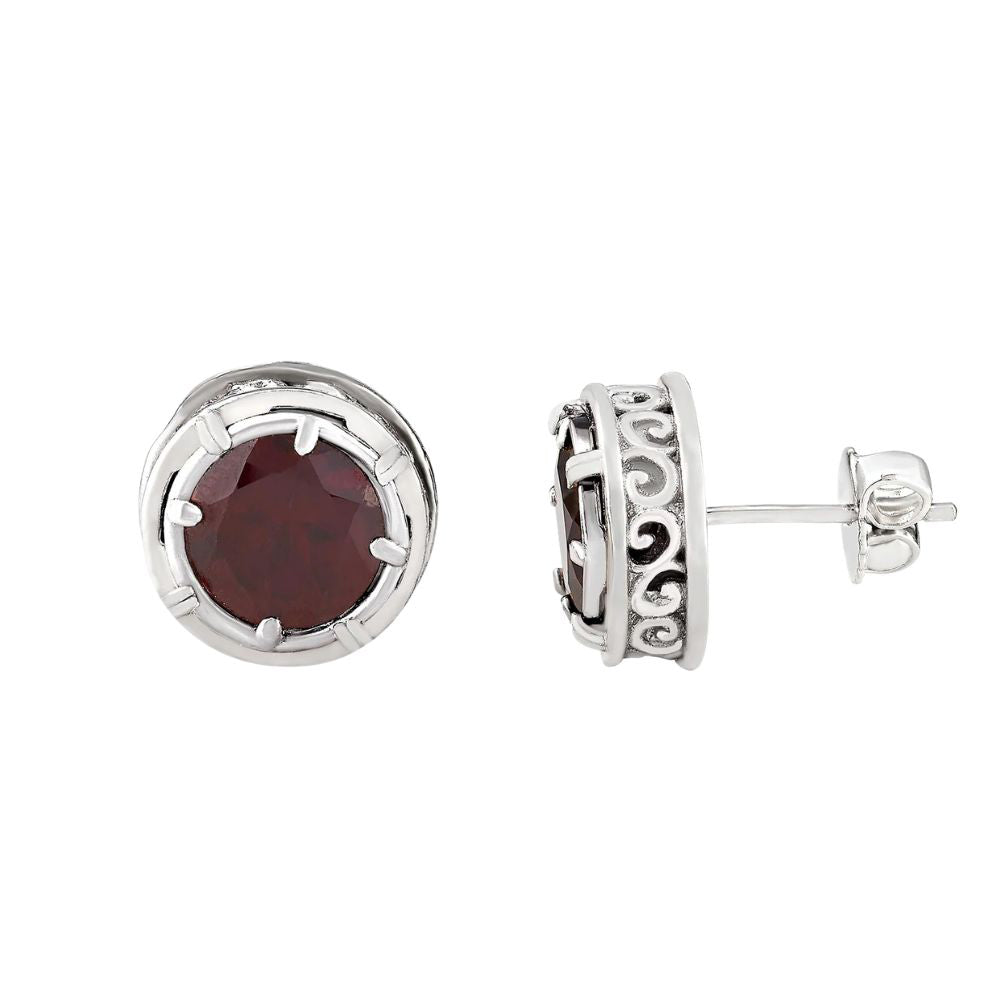 Anatoli Collection Garnet Stud Earrings (med)