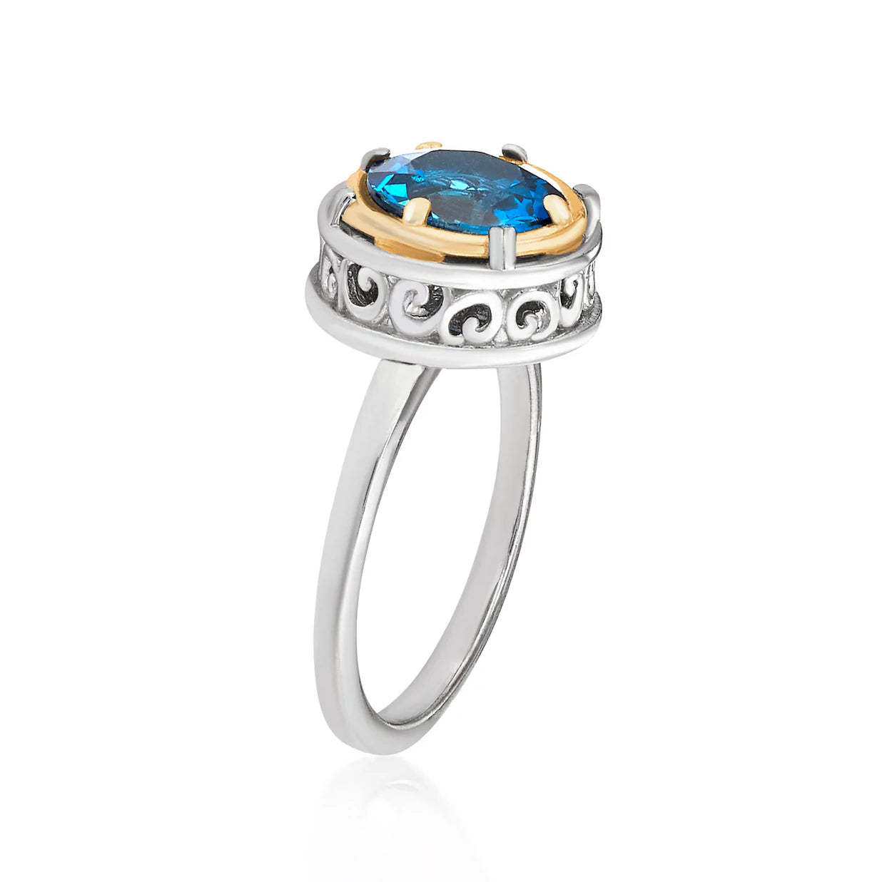Anatoli Collection Sterling & Vermeil London Blue Topaz Ring (med)