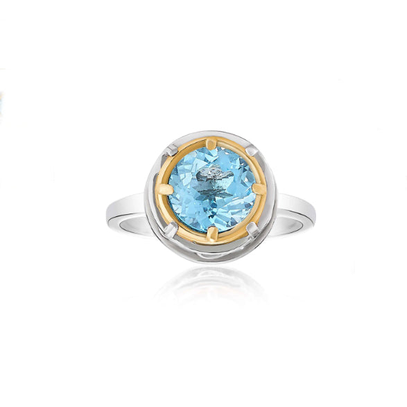 Anatoli Collection Sterling & Vermeil Blue Topaz Ring (med)