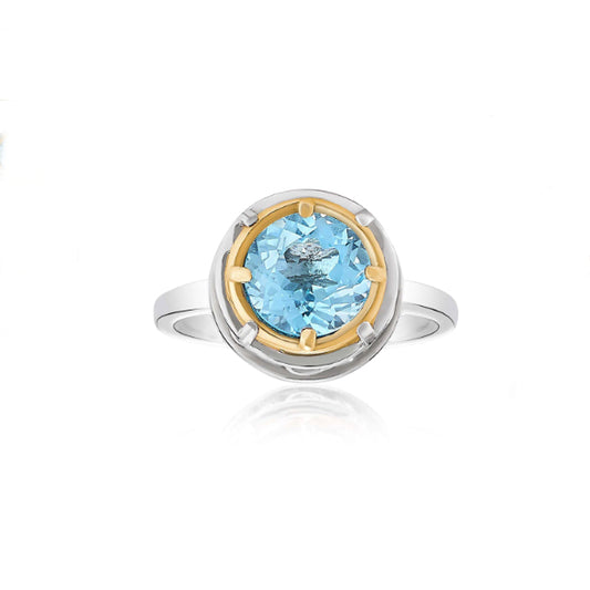 Anatoli Collection Sterling Silver & 18K Blue Topaz Ring (med)