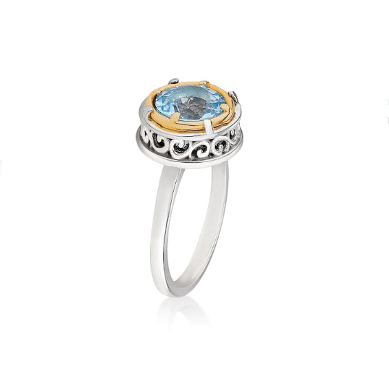 Anatoli Collection Sterling Silver & 18K Blue Topaz Ring (med)