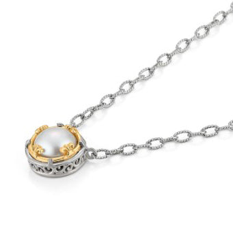 Anatoli Collection White Freshwater Pearl Necklace (Lg)