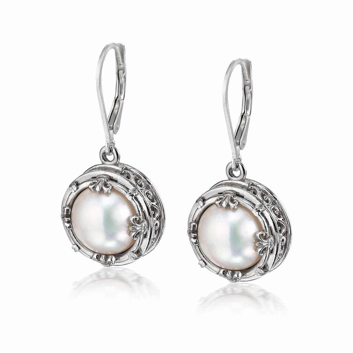 Anatoli Collection White Pearl Drop Earrings (lg)