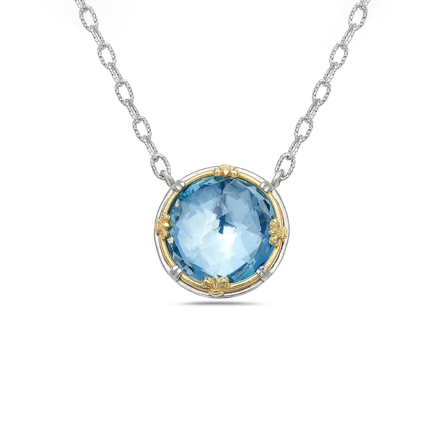 Anatoli Collection Round Blue Topaz Pendant (Lg)