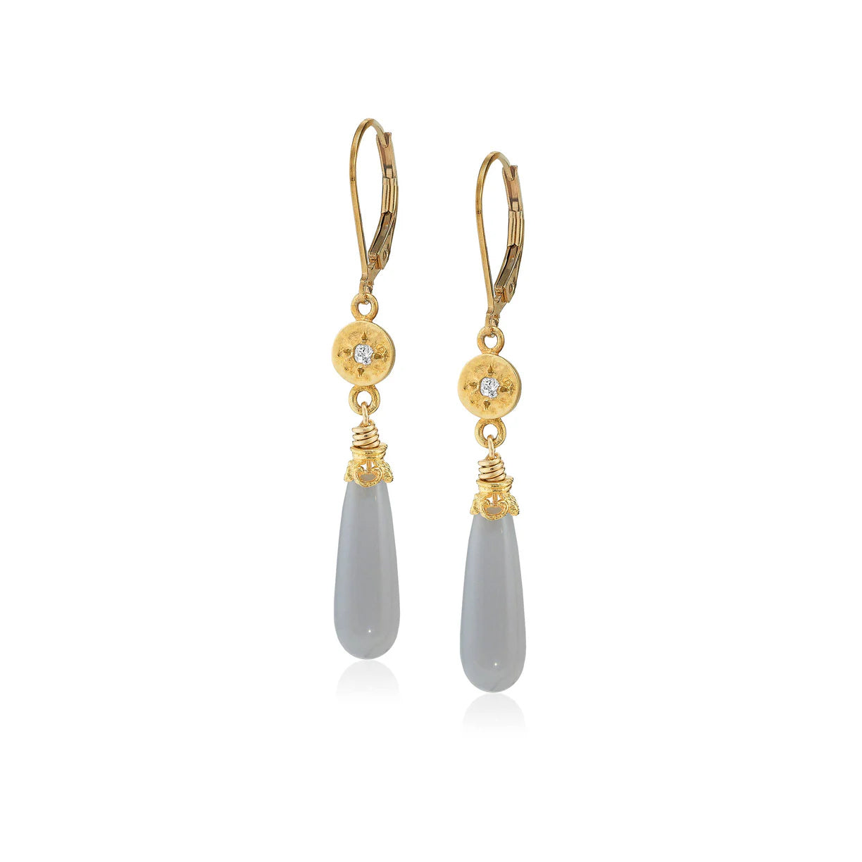 Anatoli Collection Moonstone & White Sapphire Earrings