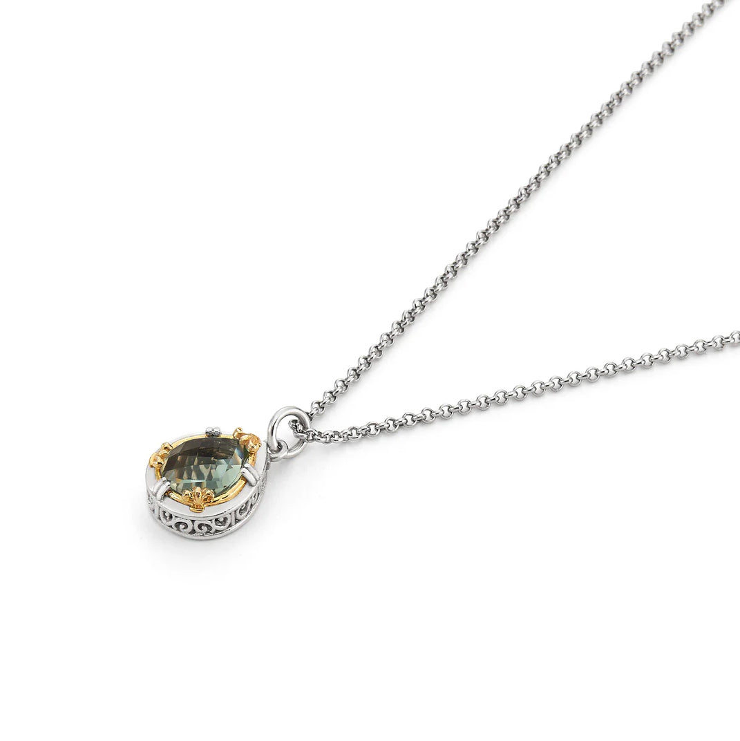 Anatoli Collection Green Amethyst Teardrop Pendant
