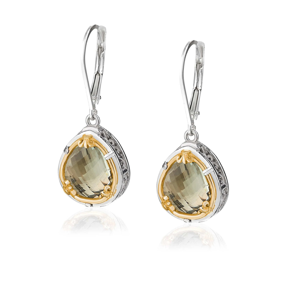 Anatoli Collection Green Amethyst Teardrop Earrings