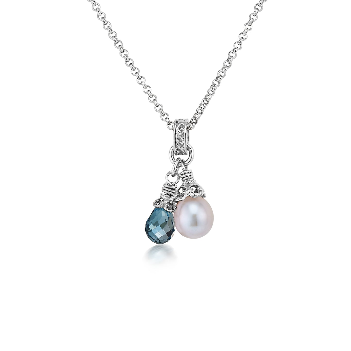 Anatoli Collection London Blue Topaz & Gray Pearl Pendant