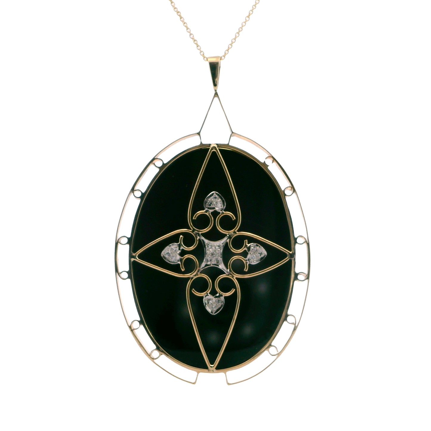 Estate Collection Vintage 1950's Onyx & Opal Pendant