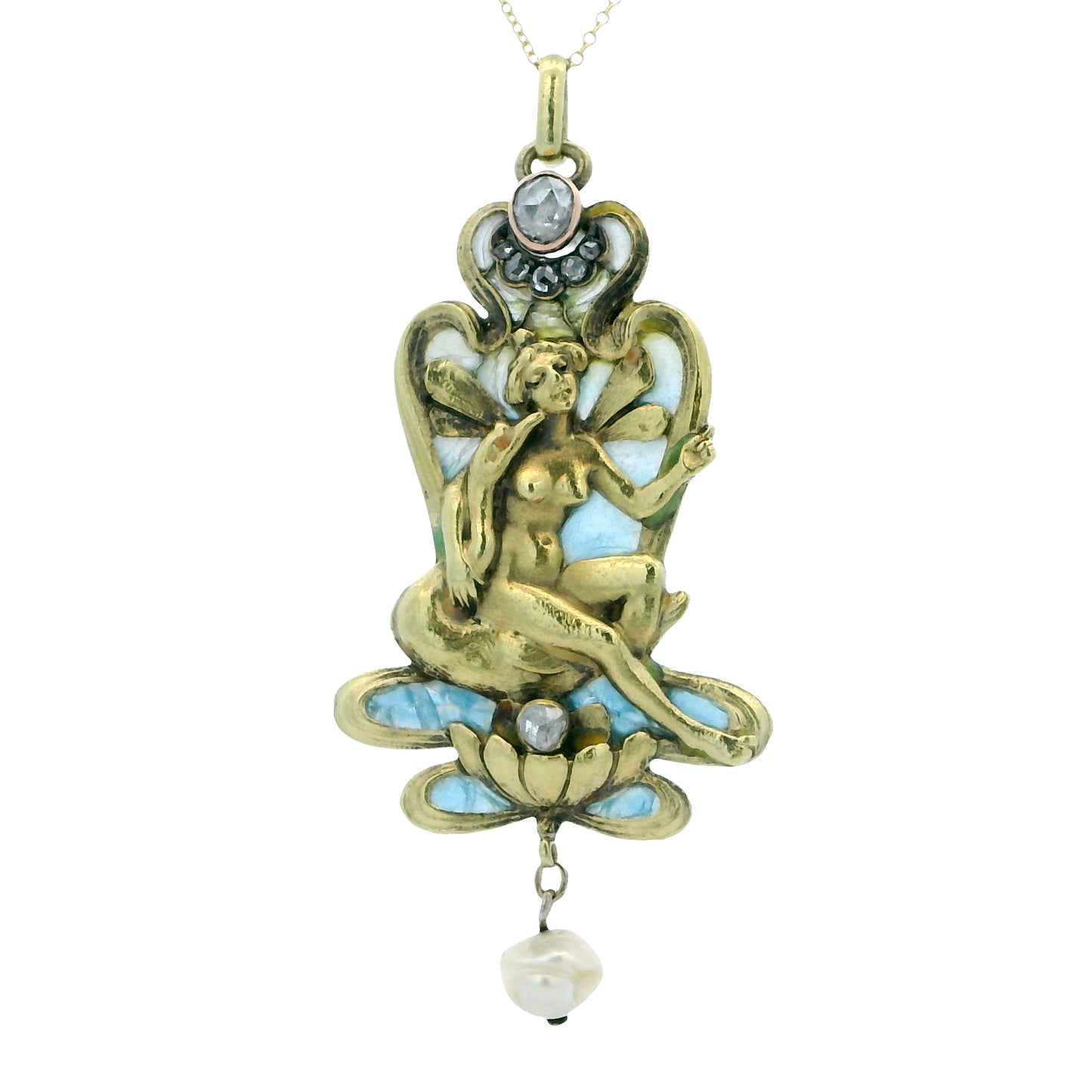 Estate Collection Art Nouveau Plique-à-jour Enamel Fairy Pendant
