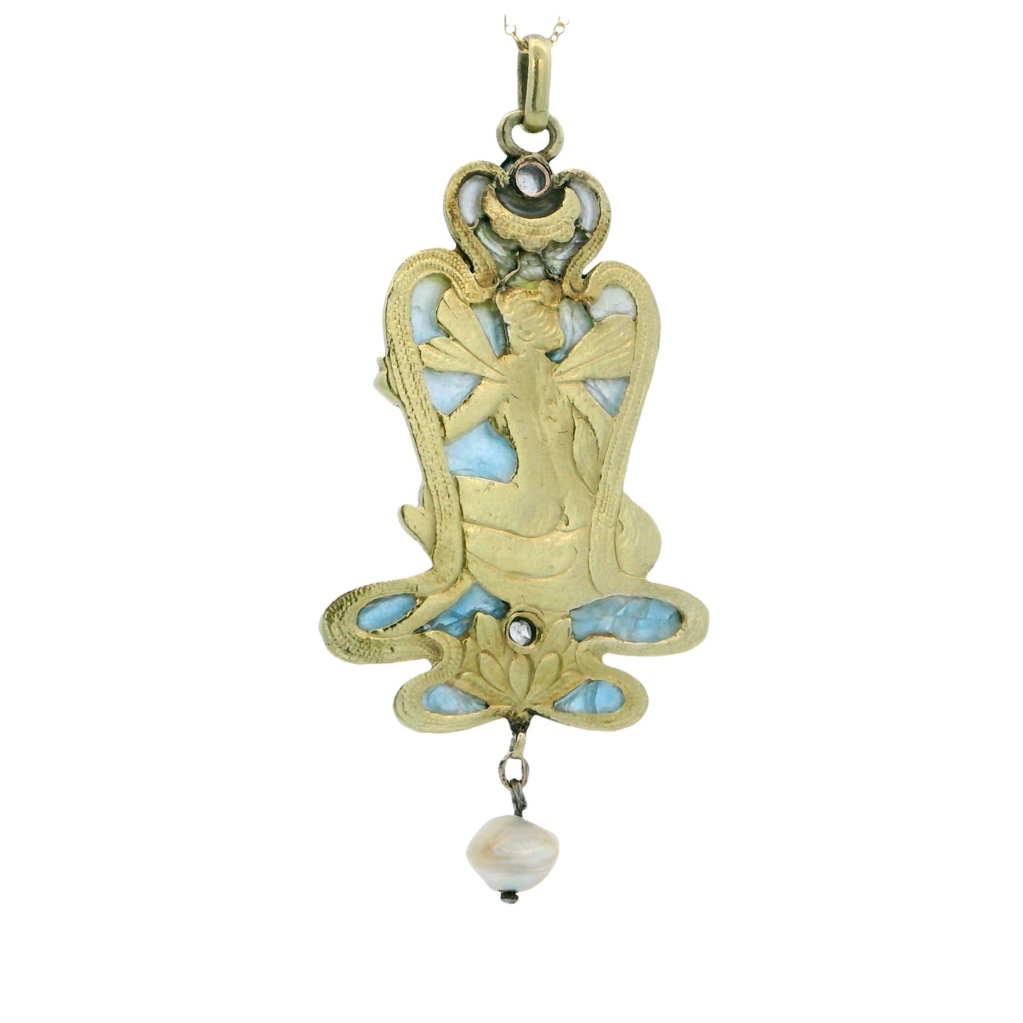 Estate Collection Art Nouveau Plique-à-jour Enamel Fairy Pendant