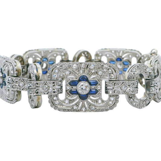 Estate Collection Art Deco Diamond & Sapphire Bracelet