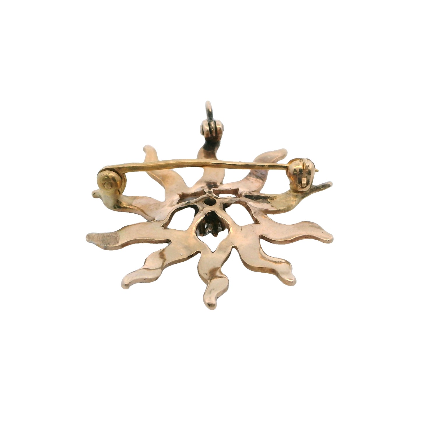 Estate Collection Edwardian Diamond & Seed Pearl Starburst Brooch/Pendant