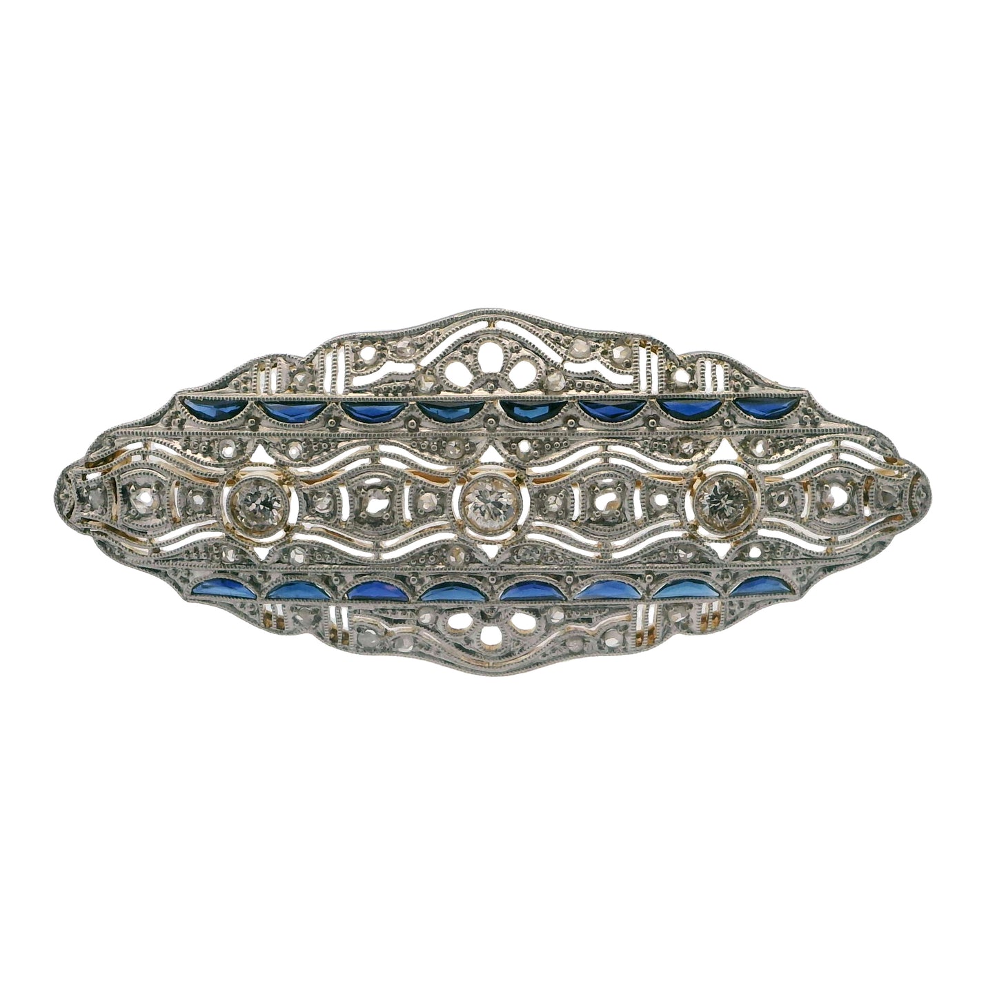 Estate Collection Art Deco Diamond & Sapphire Brooch