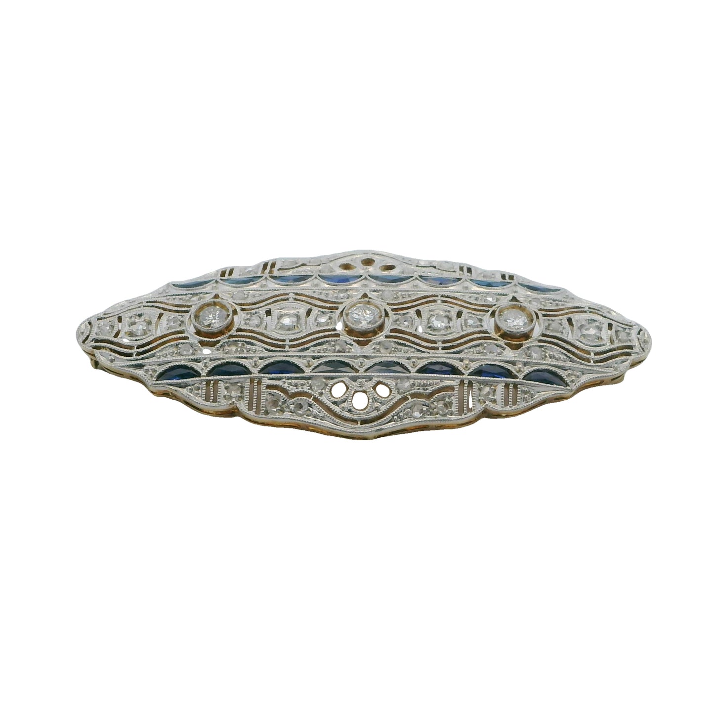 Estate Collection Art Deco Diamond & Sapphire Brooch