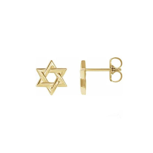 14K Yellow Gold Star of David Earrings