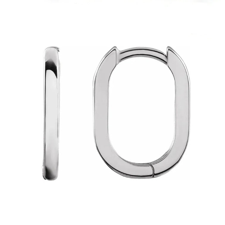 Sterling Silver Elongated Oval Hinged Hoop